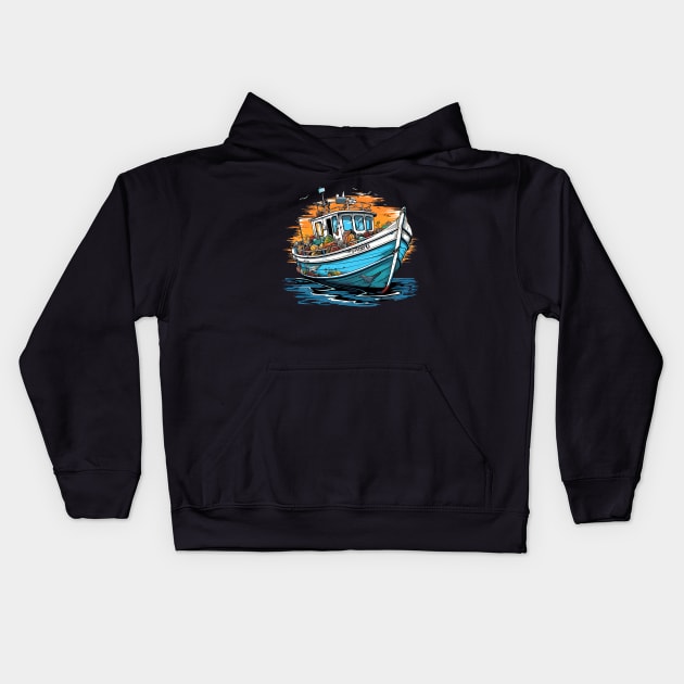 boat lover diverse designs Kids Hoodie by Printashopus